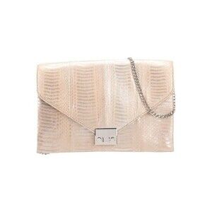 Loeffler Randall Leather Push-Lock Clutch Neutral Animal Print Crossbody Bag